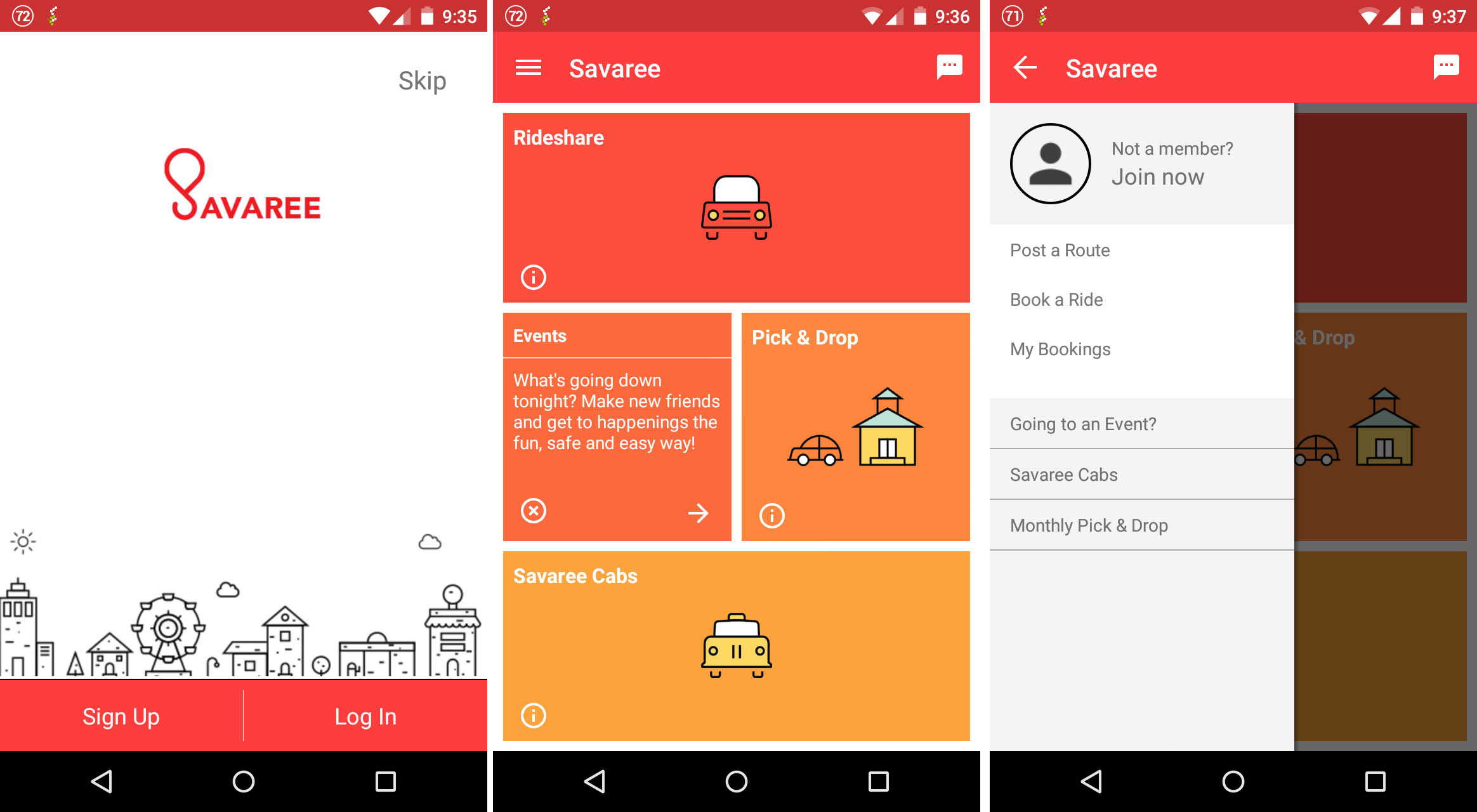 savaree-android-app-interface