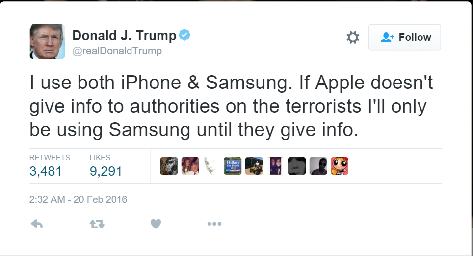 Donald Trump Calls For Boycotting Apple Products Uses Twitter For Iphone