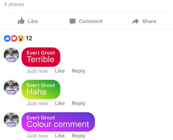 Facebook color comments
