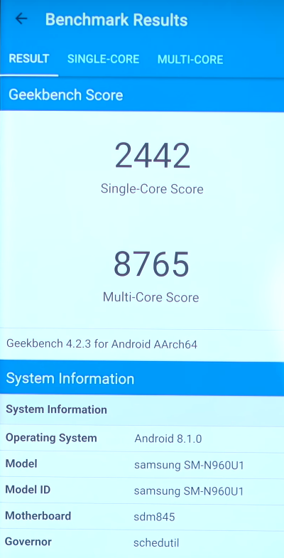 CPU Scores Note9