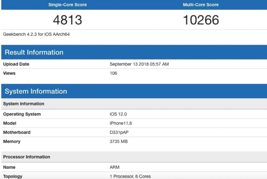 CPU Scores iPhone X