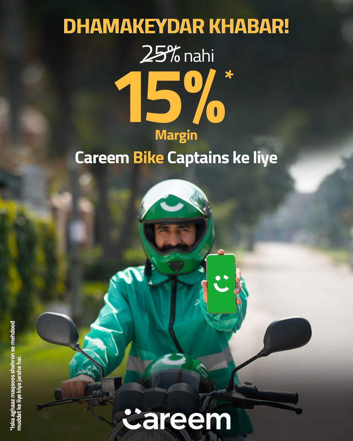 Careem Slashed Its Service fees for Bike riders on Delivery and Order anything category